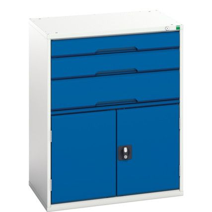 Verso Combination Cupboard 800x550x1000mm 3x Drawers - Light Grey/Blue