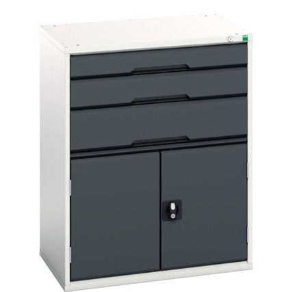 Verso Combination Cupboard 800x550x1000mm 3x Drawers - Light/Anthracite Grey