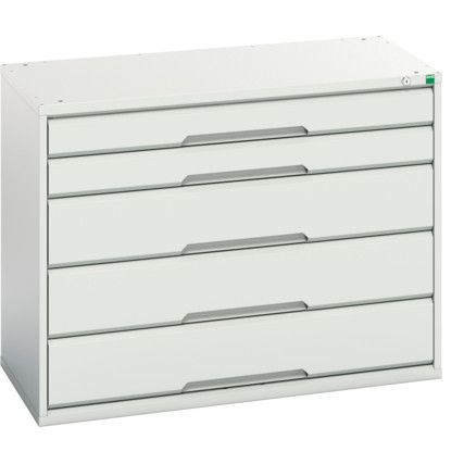 Verso Drawer Cabinet, 5 Drawers, Light Grey, 800 x 1050 x 550mm