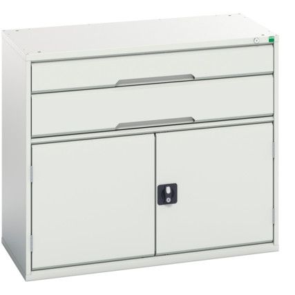 Verso Kitted Cupboard, 2 Doors, Light Grey, 900 x 1050 x 550mm