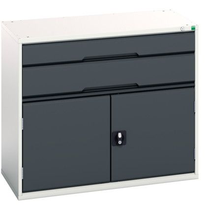 Verso Combination Cupboard/Drawer, 2 Doors, Anthracite Grey/Grey, 900 x 1050 x 550mm