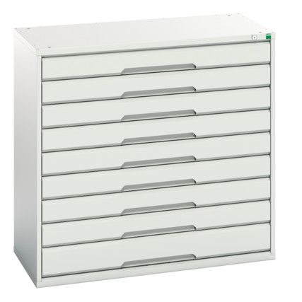 Verso Drawer Cabinet, 9 Drawers, Light Grey, 1000 x 1050 x 550mm