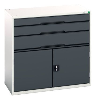 Verso Combination Cupboard 1050x550x1000mm 3x Drawers - Light/Anthracite Grey