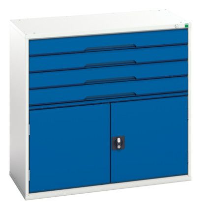 Verso Combination Cupboard/Drawer, 2 Doors, Blue/Grey, 1000 x 1050 x 550mm