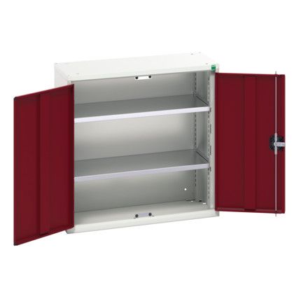 Verso Wall Cabinet, 2 Doors,Grey/Red, 800 x 800 x 350mm