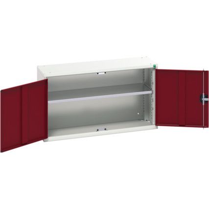 Verso Wall Cabinet, 2 Doors,Grey/Red, 600 x 1050 x 350mm