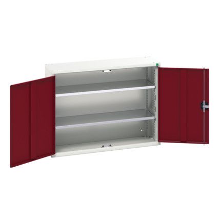 Verso Wall Cabinet, 2 Doors,Grey/Red, 800 x 1050 x 350mm