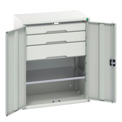 Verso Kitted Cupboard, 2 Doors, Light Grey, 1000 x 800 x 550mm