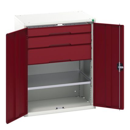 Verso Kitted Cupboard, 2 Doors, Red, 1000 x 800 x 550mm