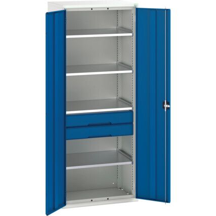 Verso Kitted Cupboard, 2 Doors, Blue, 2000 x 800 x 550mm