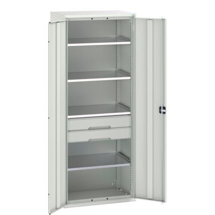 Verso Kitted Cupboard, 2 Doors, Light Grey, 2000 x 800 x 550mm