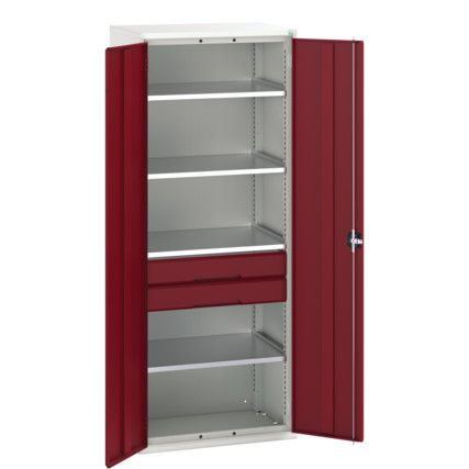 Verso Kitted Cupboard, 2 Doors, Red, 2000 x 800 x 550mm