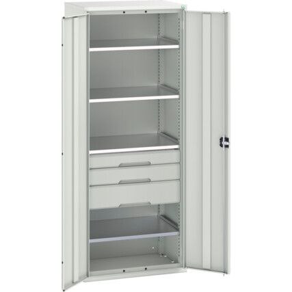 Verso Kitted Cupboard, 2 Doors, Light Grey, 2000 x 800 x 550mm