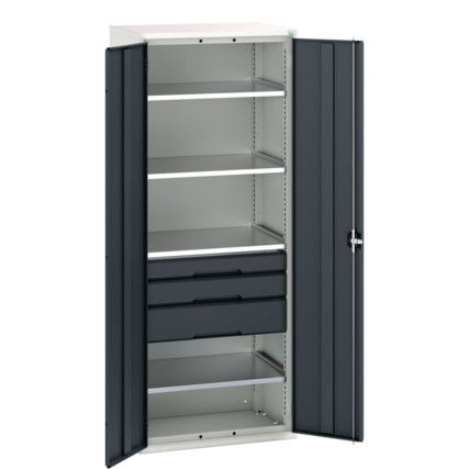 Verso Kitted Cupboard, 2 Doors, Anthracite Grey, 2000 x 800 x 550mm