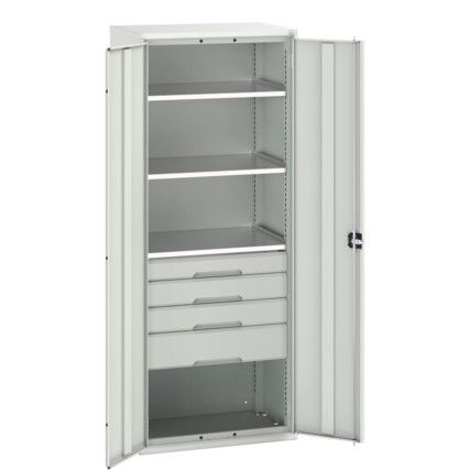 Verso Kitted Cupboard, 2 Doors, Light Grey, 2000 x 800 x 550mm