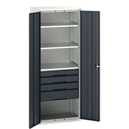 Verso Kitted Cupboard, 2 Doors, Anthracite Grey, 2000 x 800 x 550mm