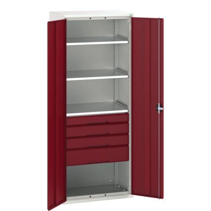 Verso Kitted Cupboard, 2 Doors, Red, 2000 x 800 x 550mm