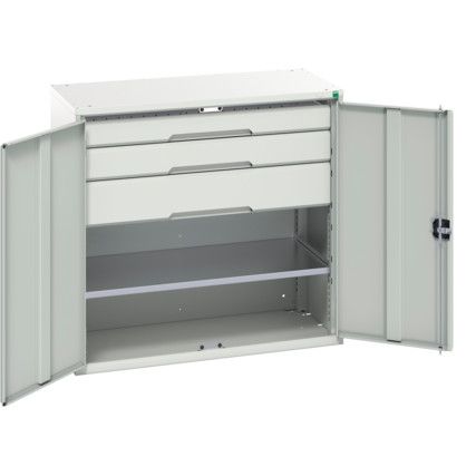 Verso Kitted Cupboard, 2 Doors, Light Grey, 1000 x 1050 x 550mm