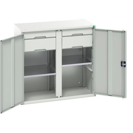 Verso Kitted Cupboard, 2 Doors, Light Grey, 1000 x 1050 x 550mm