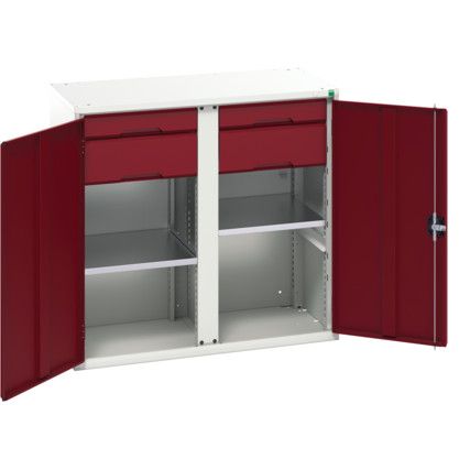 Verso Kitted Cupboard, 2 Doors, Red, 1000 x 1050 x 550mm