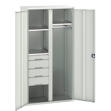 Verso PPE Cupboard, 2 Doors, Light Grey, 2000 x 1050 x 550mm