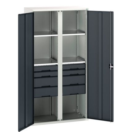 Verso PPE Cupboard, 2 Doors, Anthracite Grey, 2000 x 1050 x 550mm