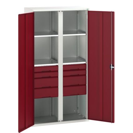 Verso PPE Cupboard, 2 Doors, Red, 2000 x 1050 x 550mm