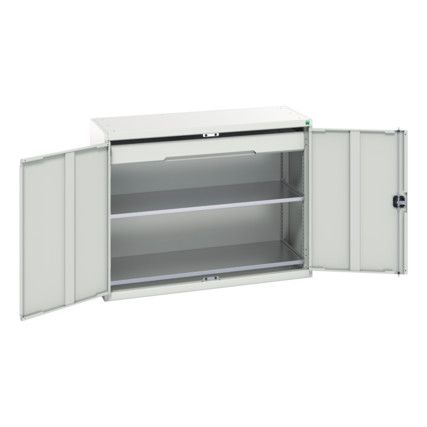 Verso Kitted Cupboard, 2 Doors, Light Grey, 1000 x 1300 x 550mm