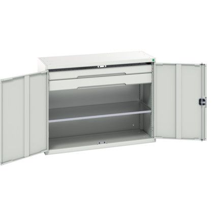 Verso Kitted Cupboard, 2 Doors, Light Grey, 1000 x 1300 x 550mm