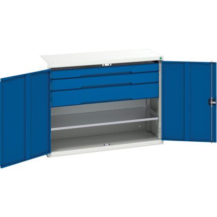 Verso Kitted Cupboard, 2 Doors, Blue, 1000 x 1300 x 550mm