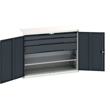 Verso Kitted Cupboard, 2 Doors, Anthracite Grey, 1000 x 1300 x 550mm