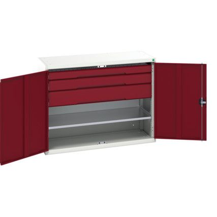 Verso Kitted Cupboard, 2 Doors, Red, 1000 x 1300 x 550mm