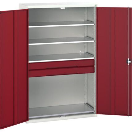 Verso Kitted Cupboard, 2 Doors, Red, 2000 x 1300 x 550mm