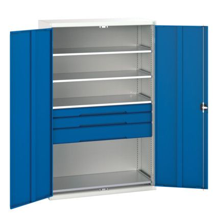 Verso Kitted Cupboard, 2 Doors, Blue, 2000 x 1300 x 550mm