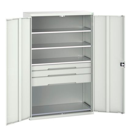 Verso Kitted Cupboard, 2 Doors, Light Grey, 2000 x 1300 x 550mm