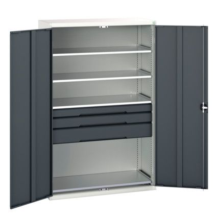 Verso Kitted Cupboard, 2 Doors, Anthracite Grey, 2000 x 1300 x 550mm