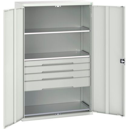 Verso Kitted Cupboard, 2 Doors, Light Grey, 2000 x 1300 x 550mm