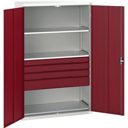 Verso Kitted Cupboard, 2 Doors, Red, 2000 x 1300 x 550mm