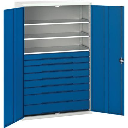 Verso Kitted Cupboard, 2 Doors, Blue, 2000 x 1300 x 550mm