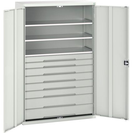 Verso Kitted Cupboard, 2 Doors, Light Grey, 2000 x 1300 x 550mm