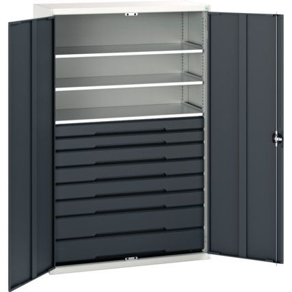 Verso Kitted Cupboard, 2 Doors, Anthracite Grey, 2000 x 1300 x 550mm