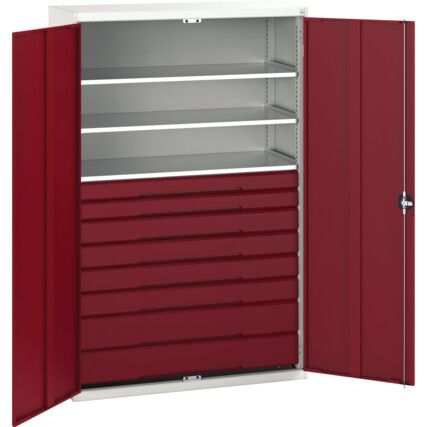 Verso Kitted Cupboard, 2 Doors, Red, 2000 x 1300 x 550mm