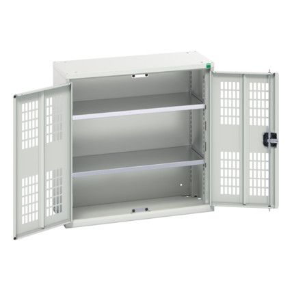 Verso Storage Cabinet, 2 Ventilated Doors, Light Grey, 800 x 800 x 350mm