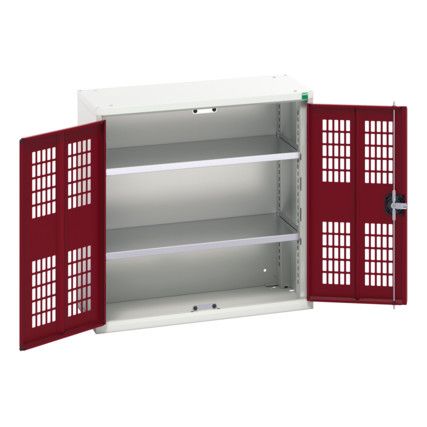 Verso Storage Cabinet, 2 Ventilated Doors, Red, 800 x 800 x 350mm