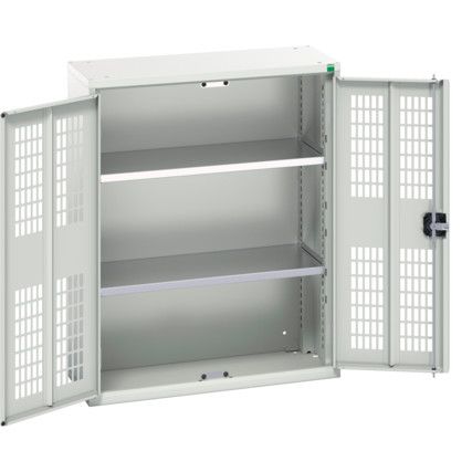 Verso Storage Cabinet, 2 Ventilated Doors, Light Grey, 1000 x 800 x 350mm