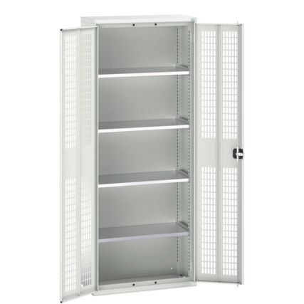 Verso Storage Cabinet, 2 Ventilated Doors, Light Grey, 2000 x 800 x 350mm