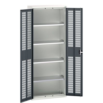 Verso Storage Cabinet, 2 Ventilated Doors, Anthracite Grey, 2000 x 800 x 350mm