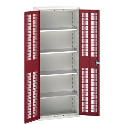 Verso Storage Cabinet, 2 Ventilated Doors, Red, 2000 x 800 x 350mm