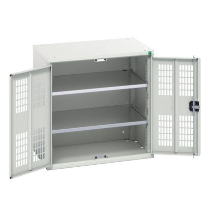 Verso Storage Cabinet, 2 Ventilated Doors, Light Grey, 800 x 800 x 550mm