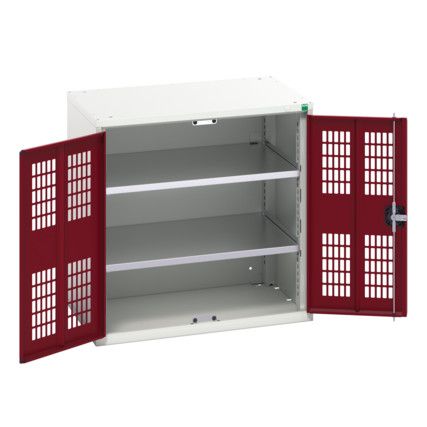 Verso Storage Cabinet, 2 Ventilated Doors, Red, 800 x 800 x 550mm